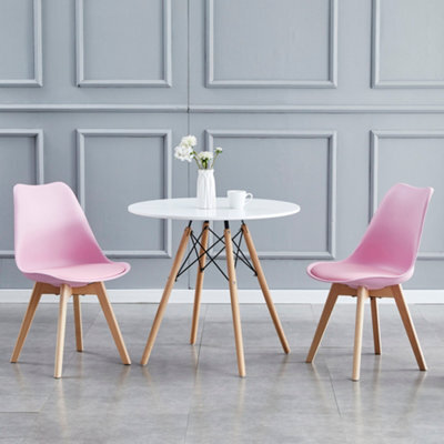MCC Direct Set Of 2 Dining Chairs With Solid Wooden Legs And Seat Cushion Pad Pink- Eva By Mcc - image 1