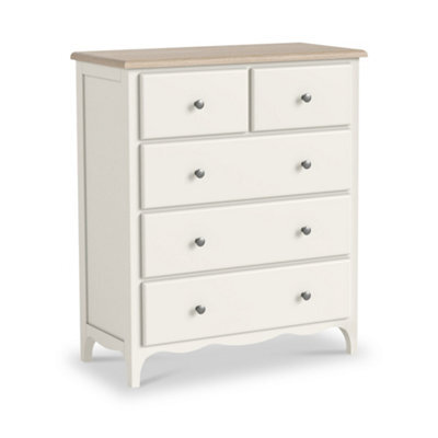 Roseland Furniture Celine Coconut White Oak Top 2 Over 3 Drawer Chest - image 1