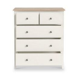 Roseland Furniture Celine Coconut White Oak Top 2 Over 3 Drawer Chest - thumbnail 5