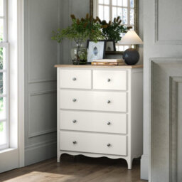 Roseland Furniture Celine Coconut White Oak Top 2 Over 3 Drawer Chest - thumbnail 2