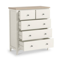 Roseland Furniture Celine Coconut White Oak Top 2 Over 3 Drawer Chest - thumbnail 4