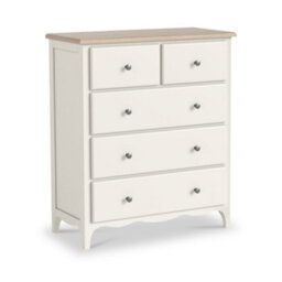 Roseland Furniture Celine Coconut White Oak Top 2 Over 3 Drawer Chest - thumbnail 1