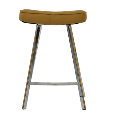 Lakeland Furniture Cruz Light Tan Brown Faux Leather Chrome Fixed Leg Base Bar Stool - image 1