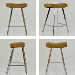 Lakeland Furniture Cruz Light Tan Brown Faux Leather Chrome Fixed Leg Base Bar Stool - thumbnail 2