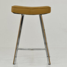 Lakeland Furniture Cruz Light Tan Brown Faux Leather Chrome Fixed Leg Base Bar Stool - thumbnail 3