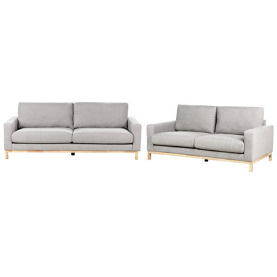 Beliani Living Room Set 5 Seater Siggard Fabric Grey - image 1