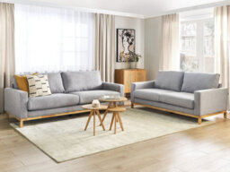 Beliani Living Room Set 5 Seater Siggard Fabric Grey - thumbnail 2