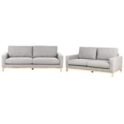 Beliani Living Room Set 5 Seater Siggard Fabric Grey - thumbnail 1