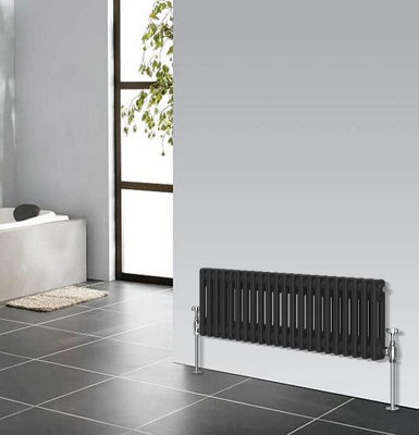 Planet Radiators Two Column 300 X 1010mm Cast Iron Style Radiator Black