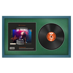 "30X17"" Navy Blue Modern Vinyl Record Frame With Emerald Mount For 12 Inch Lp Album Cover & Disc - Ak Frames"