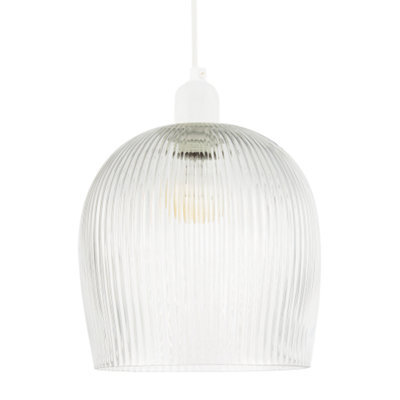 Happy Homewares Modern Transparent Mini Line Ribbed Glass Pendant Ceiling Light Shade - image 1