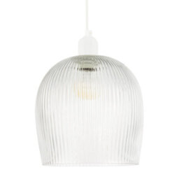 Happy Homewares Modern Transparent Mini Line Ribbed Glass Pendant Ceiling Light Shade - thumbnail 1