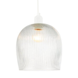 Happy Homewares Modern Transparent Mini Line Ribbed Glass Pendant Ceiling Light Shade - thumbnail 2