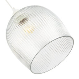 Happy Homewares Modern Transparent Mini Line Ribbed Glass Pendant Ceiling Light Shade - thumbnail 4