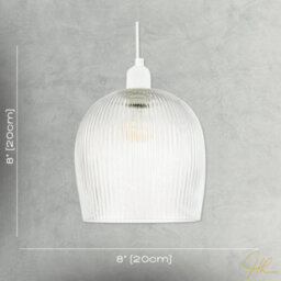 Happy Homewares Modern Transparent Mini Line Ribbed Glass Pendant Ceiling Light Shade - thumbnail 7