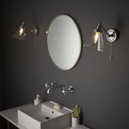 Bathroom Wall Light Fitting - Chrome Plate & Clear Glass Shade - Sconce - thumbnail 4