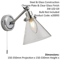 Bathroom Wall Light Fitting - Chrome Plate & Clear Glass Shade - Sconce - thumbnail 2