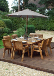 Charles Taylor Trading Charles Taylor 8 Seater Wooden Square Table & 6 Chairs 1 Bench Parasol Grey - thumbnail 2