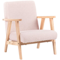Beliani Kids Armchair Linde Boucle Pastel Pink - thumbnail 4