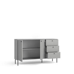 Arte Modern Grey Sideboard Cabinet 156Cm - Black Metal Accents & Smooth Glide Drawers For Stylish, Organised Living - thumbnail 2