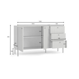 Arte Modern Grey Sideboard Cabinet 156Cm - Black Metal Accents & Smooth Glide Drawers For Stylish, Organised Living - thumbnail 3