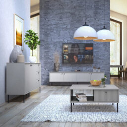 Arte Modern Grey Sideboard Cabinet 156Cm - Black Metal Accents & Smooth Glide Drawers For Stylish, Organised Living - thumbnail 4