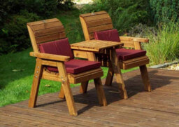 Charles Taylor Trading Twin Companion Set Straight With Cushions - W160 X D74 X H98 - Fully Assembled - Burgundy - thumbnail 2