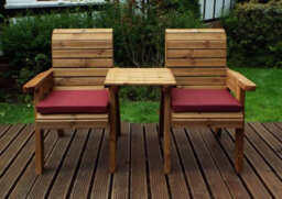 Charles Taylor Trading Twin Companion Set Straight With Cushions - W160 X D74 X H98 - Fully Assembled - Burgundy - thumbnail 6