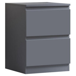 FWSTYLE 2 Drawer Bedside Table Cabinet Dark Matt Grey Scratch Resistant Bedroom Furniture - thumbnail 3