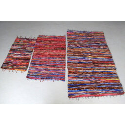 Large Velvet & Cotton Indian Rug 105X185Cm - Colorful, Handmade Home Decor - thumbnail 9