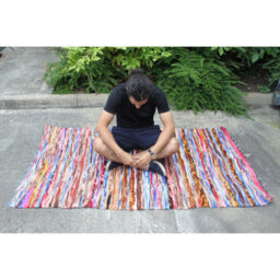 Large Velvet & Cotton Indian Rug 105X185Cm - Colorful, Handmade Home Decor - thumbnail 1