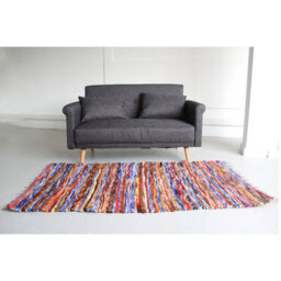 Large Velvet & Cotton Indian Rug 105X185Cm - Colorful, Handmade Home Decor - thumbnail 2