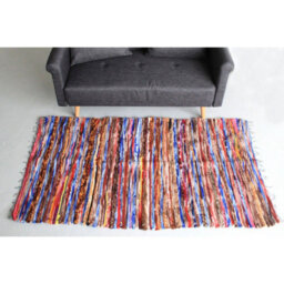 Large Velvet & Cotton Indian Rug 105X185Cm - Colorful, Handmade Home Decor - thumbnail 3