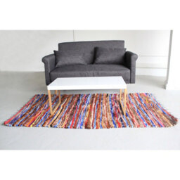 Large Velvet & Cotton Indian Rug 105X185Cm - Colorful, Handmade Home Decor - thumbnail 4