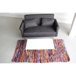 Large Velvet & Cotton Indian Rug 105X185Cm - Colorful, Handmade Home Decor - thumbnail 5