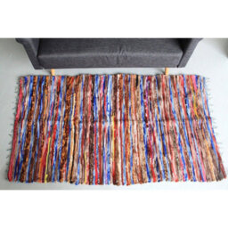 Large Velvet & Cotton Indian Rug 105X185Cm - Colorful, Handmade Home Decor - thumbnail 6