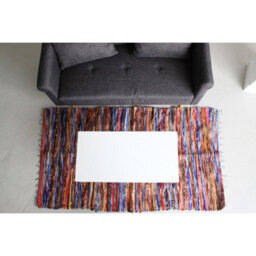 Large Velvet & Cotton Indian Rug 105X185Cm - Colorful, Handmade Home Decor - thumbnail 7