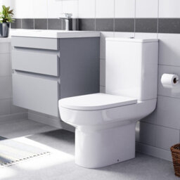 Nes Home 600mm Matte Grey  Drawers Vanity Unit Wall Hung & Rimless Toilet Set - thumbnail 3