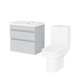 Nes Home 600mm Matte Grey  Drawers Vanity Unit Wall Hung & Rimless Toilet Set - thumbnail 6