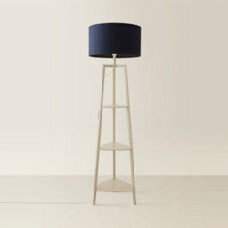 Valuelights Hiru Cream 3 Tier Shelf Floor Lamp With Navy Drum Shade And Bulb - thumbnail 6