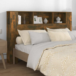 Berkfield Headboard Cabinet Smoked Oak 160X18.5X104.5 Cm - thumbnail 1