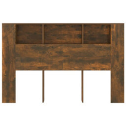 Berkfield Headboard Cabinet Smoked Oak 160X18.5X104.5 Cm - thumbnail 4