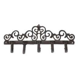 Homescapes Brown Cast Iron Coat Hooks With Decorative Swirl Design - thumbnail 4