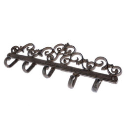 Homescapes Brown Cast Iron Coat Hooks With Decorative Swirl Design - thumbnail 1