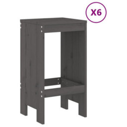Berkfield 7 Piece Garden Bar Set Grey Solid Wood Pine - thumbnail 3