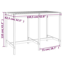 Berkfield 7 Piece Garden Bar Set Grey Solid Wood Pine - thumbnail 9