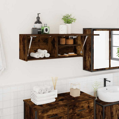 Walplus Bathroom Wall Cabinet Smoked Oak 80X25X30 Cm Engineered Wood - image 1