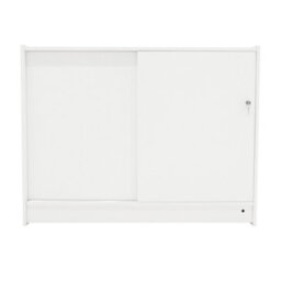 MonsterShop White Shop Counter Led Light C 1200mm Lockable Sliding Doors 2 Keys Retail Storage Unit Display Showcase Cabinet Reception Desk - thumbnail 6