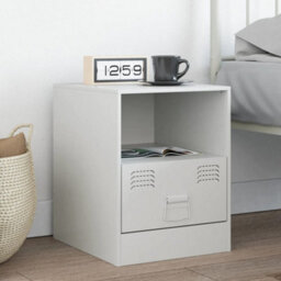 Berkfield Bedside Cabinet White 34.5X39X44 Cm Steel