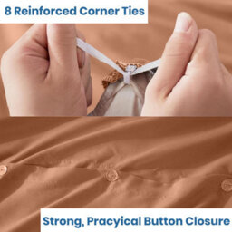 Bedlooms Peach Cotton Duvet Cover Set, Breathable & Anti-Allergic Bedding Pack, Super King 260X220Cm - thumbnail 3